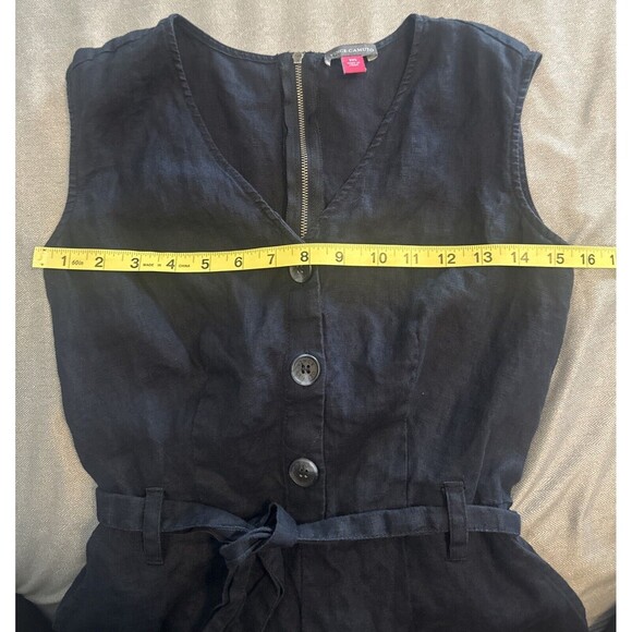 Vince Camuto Navy Blue Sleeveless Belted Jumpsuit Buttons Zipper Wide Leg Sz XXS - Picture 7 of 8